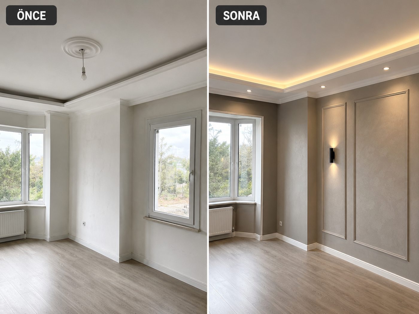 Kadifekale iç cephe boya öncesi ve sonrası